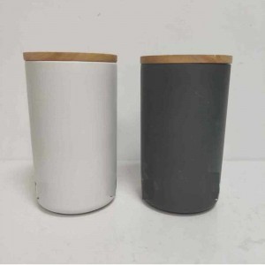 Търговия на едро висок кръг с дървен капак керамични кантарински буркан stoneware