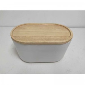 Търговия на едро с дървен капак Керамична кутия за съхранение на хляб