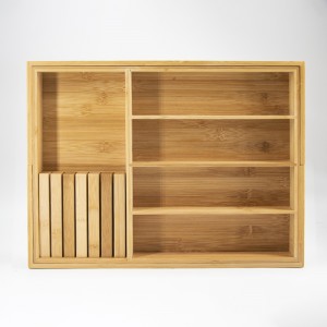 Естествен бамбук Разширяем котлон за съхранение на ножове